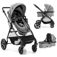 GYMAX Foldable Baby Stroller(Gray, Without footmuff: 89 x 60 x 111 cm)