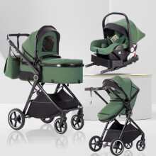 Lnhcrbs Baby Stroller 3 in 1,Travel Pushchair's Lie-Flat Pram is Foldable, Stroller System Handle is Adjustable, The Wheels are Made of PU Material,