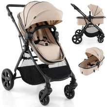 GYMAX Foldable Baby Stroller, All in One Toddler Pushchair with Adjustable Backrest/Canopy and Storage Bag, Portable Convertible Buggy Pram for