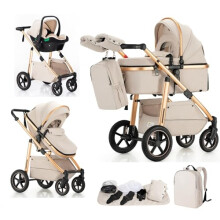 Lnhcrbs 3 in 1 Stroller, Baby Stroller 3 in 1 with Car Seat with Adjustable Handle, Convertible Pushchairs and Strollers, for 22kg, 0-4