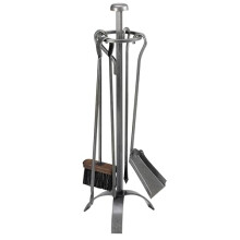 ARDUFEU - Montmartre Fireside Companion Set, 4-Piece Black Steel Fireplace Tools with Stand, Traditional French Design, Durable, Safe & Compact for