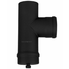 Pellet Stove Pipe Made of 1.2 mm Thick Steel in 80 mm Diameter, Connection T-piece with Cleaning lid, for Pellet stoves and Pellet Fires, Senotherm,