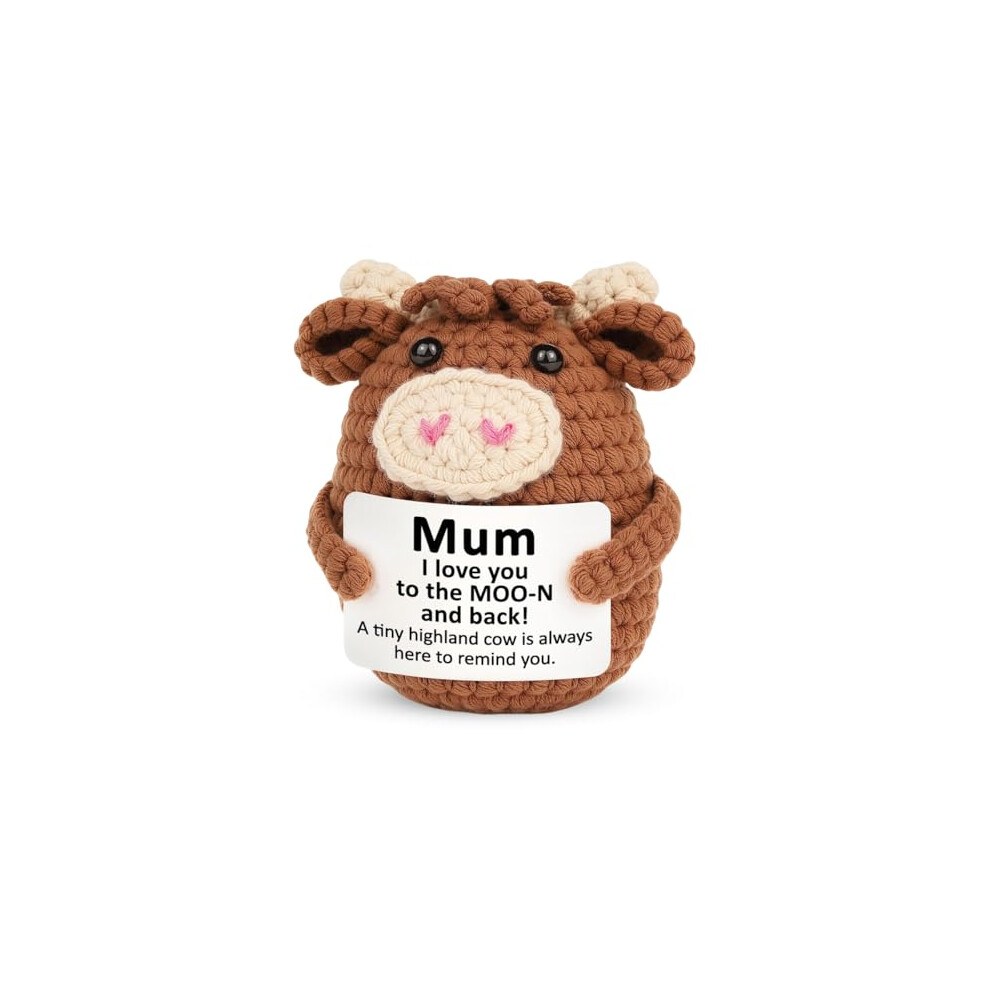 Photos - Doll ZappelStift Gift for Mum - Handmade Positive Hiighland Cow  Crochet with Card - I Love You - Mum Gift from Daughter, Son