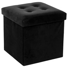 Black Velvet Folding Pouf "Lysander"