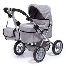 Dolls Pram "Trendy" with Shoulder Bag, Underneath Shopping Basket, Foldable