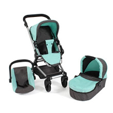 Bayer Chic 2000 Fides 645 42 Combination Doll's Pram 3-in-1, Melange Anthracite Mint, 61 x 44.5 x 85 cm
