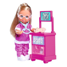 Simba Evi Love Puppy Doctor Toy Doll with Glasses, Three Puppies and a Treatment Table, Accessories, 12 cm, from 3 Years