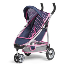 Bayer Desig 39952AC Doll's pram, double front wheel, soft handle, integrated basket, for dolls up to 46 cm