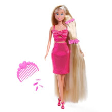 Simba Steffi Love Dream Hair Dressing Doll with Extra Long Hair, Includes Hair Clips & Comb, in Pink Glitter Dress, 29 cm Tall, Hairdressing Doll for