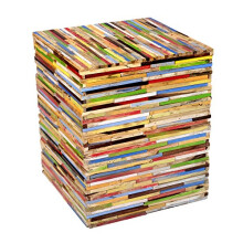 Brillibrum Design Side Table Wood Real Wood Upcycling Stool Handmade Side Table Colourful 45 x 36 x 36 cm