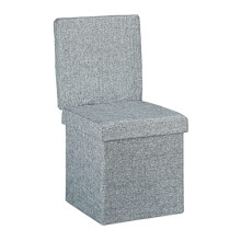 Relaxdays Folding Storage Ottoman w/ Back, Size 73 x 38 x 38 cm Sturdy Pouffe Practical Footstool w/ Seat & Linen Bench as Storage Box with Removable
