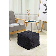 Artistic Fashionista* New Modern Crushed Velvet Soft Touch Bean Bag Square Cube Footstool Rest Seat Pouffe Ottoman Indoor Beanbag 40x40x30cm (Black)