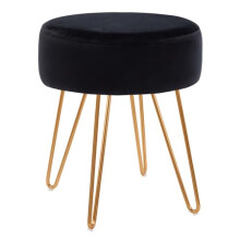 DUHOME Stool made of Fabric Velvet Stool Round Ottoman Outstanding Design Metal Legs Colour Selection 9111, colour:black, material:Velvet