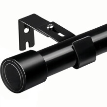 Curtain Poles for Eyelet Curtains Rods Extendable Curtains Rail Black with Brackets for Living Room Bedroom Windows(84-280CM Φ25mm)