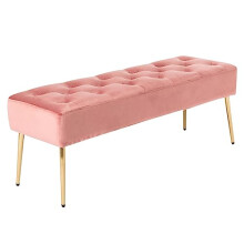 DUHOME Velvet Bench Tufted Design, Upholstered Shoe Bench Bed Bench Vanity Stool for Entrance Area Living Room Bedroom, Rose