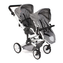 Bayer Chic 2000 - Linus Duo Doll's Pram, Twin Doll's Pram for Children from 4 to 8 Years, Jeans Grey, 690-76