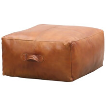 Marrakech XXL Vintage Seat Cushion Stool Including Filling and Made of Genuine Leather Pouf Stool Fjord in Cognac 60 cm Large Footstool Bean Bag as