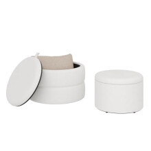 WOLTU Set of 2 Ottoman Storage Boxes 3-in-1, Stackable Foot Stools with Removable Lid, Cloud Velvet Round Vanity Stools for Bedroom, Living Room,