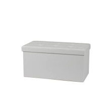 Ashley Mills New Large Ottoman Foldaway Storage Blanket Toy Box Bench Faux Leather White 76x38cms