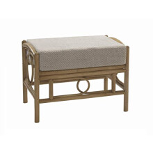 Desser Madrid Footstool – Cushioned Footrest – Luxury Cane Rattan Indoor Conservatory Furniture in Premium Jasper Fabric – Foot Stool