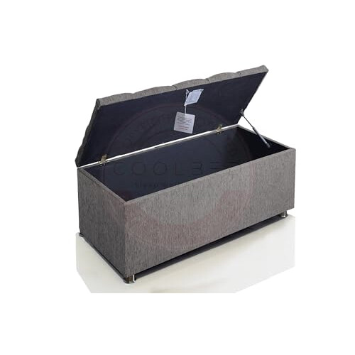 COOL BED Grey Chenille Fabric Cube Large Ottoman Storage Box Storage Bench Seat Stool Footstool Blanket Toy Boxes 1