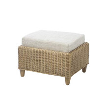 Desser Seville Footstool – Cushioned Footrest with Storage Compartment – Luxury Cane Rattan Indoor Conservatory Furniture – Jasper Fabric –