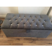 mm08enn New Beautiful Large & Medium Crushed velvet Crystal Diamante Ottoman Toy Storage & Blanket Box by Sleepzone ltd (Silver, 30"x13"x14")