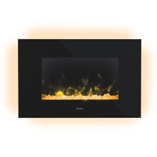 Dimplex Toluca Deluxe Optiflame Electric Wall Fire, Black Wall Mounting Fire with 4 Colour Themes, Mood Lighting, Bluetooth Speaker, 2 Fuel Beds,