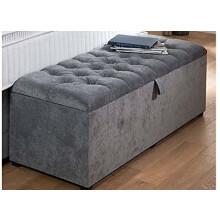 SLEEP ZONE Chesterfield Large Ottoman, Storage box,Toy Box, Foot stool in Chenille Fabric with Fabric Buttons (Grey)