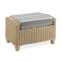 Desser Samford Footstool – Footrest with Grey Stripe Cushion & Storage Compartment – Luxury Cane Rattan Indoor Conservatory Furniture – Duke