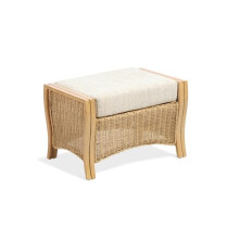 Desser Opera Light Oak Footstool – Cane Footrest with Cushion – Luxury Cane Rattan Indoor Conservatory Furniture in Jasper Fabric Removable