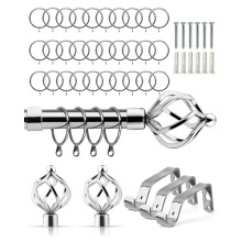 Emma Barclay Extendable Curtain Pole With Finials Rings Brackets & Fittings Sets 16-19mm in Chrome Metal Curtain Poles For Eyelet Curtains Rod - Bird