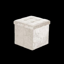Artistic Fashionista Limited Crushed Velvet Cream Ottoman Storage Box Folding Footstool Rest Seat Storage Stool Toys Chest Bench Blanket Linen Laundry