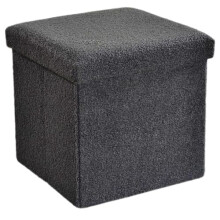Artistic Fashionista Limited New Boucle Ottoman Storage Box Folding Footstool Seat Storage Stool Toys Chest Bench Blanket Linen Laundry Box (Black,