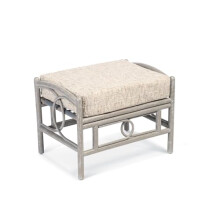 Desser Madrid Grey Footstool – Cushioned Footrest – Luxury Cane Rattan Indoor Conservatory Furniture in Farrow Cushion Fabric – Foot Stool