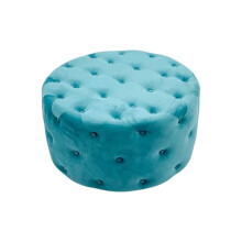 AcaciaHome Durable and Stylish 27cm Vintage Blue Tufted Velvet Round Footstool Pouffe – Adds Charm and Comfort to Any Room for Multi-Functional