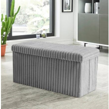 Artistic Fashionista Limited Ottoman Ribbed Storage Box Folding Footstool Rest Seat Storage Stool Toys Chest Bench Blanket Linen Laundry Box (Grey,