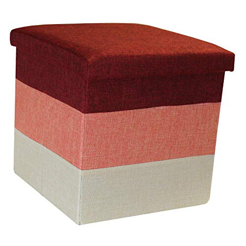 MyHome Linear Storage Ottoman Seat Red Orange Natural, Stool, Storage Box Three Tone