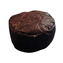 Diana Cowpe Dark Brown Genuine Leather Moroccan POUFFE/Footstool/BEANBAG Embossed Pattern Pre-Filled Includes Filling Kids Childrens Seating Bean Bag