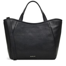 RADLEY London Muswell Lane Medium Ziptop Top Handle Bag for Women, in Black Grained Leather