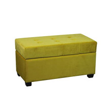 HomeHarmony Velvet Storage Box Bench Ottoman Footstool Footrest Fully Assembled Dimensions 80cm x 40cm x 40cm (Ochre)