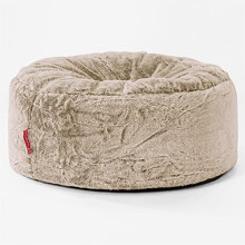 Lounge Pug - Faux Rabbit Fur - Large Hassock POUFFE - Footstool - Round - GOLDEN BROWN - (Size 30cm H x 65cm Dia)