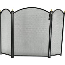 Black Metal Foldable 3 Screens Fireplace Fire Guard Spark Protection