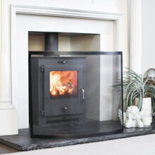 Black Contemporary Curved Single Panel Fire Guard