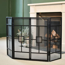 Black Country Metal Works Art Deco Three Fold Fireguard With Door