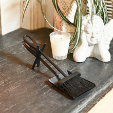 Contemporary Brush and Pan Set with Stand Fireplace Accessories - Elegant and Functional Fireside Tools Companion Set for Fire Log Burner