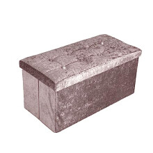 L S U Foldable Storage box Ottoman Seat Toy Storage Box Foot Stool bench home stool (Pink, Bench - Velvet)