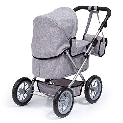 Dolls Pram "Trendy" with Shoulder Bag, Underneath Shopping Basket, Foldable 2