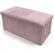Voice7 Large Ottoman Foldable Storage Box Corduroy Two Seater, Furniture Seat Foot Stool Bench, Toy Chest & Blanket Box Organizer (Blush Pink, 78 x 38