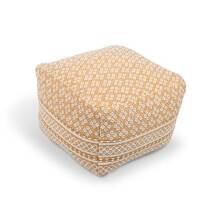 Littens Gold Spotted Handloom 100% Cotton Chunky Yarn Square Pouffe Seat Bean Bag Footstool, Living Room Decorative Seat, Artisan Detailing (50cm x
